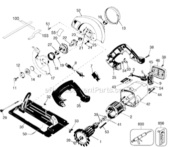 Page A Diagram and Parts List for 7360 Type 1 Black and Decker Circular Saw